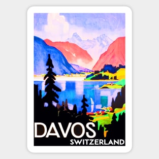 Ski Davos Switzerland Mountains Lake Travel Europe Vacation Skiing Sticker